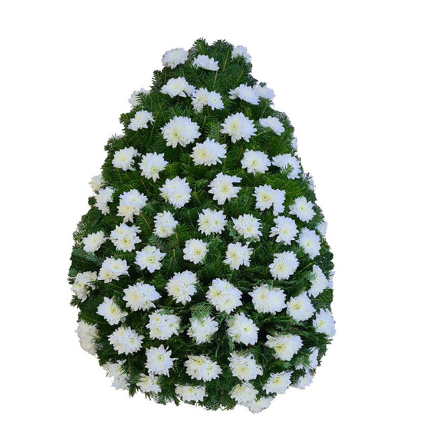 Coroana funerara cu crizantema alba